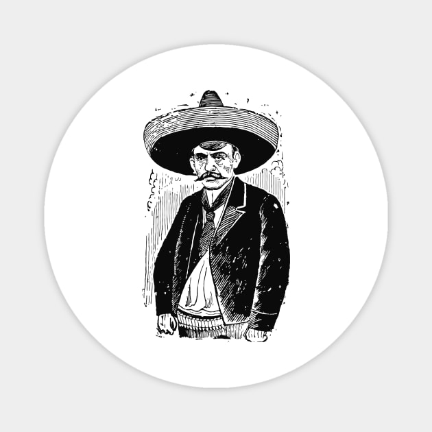 Emiliano Zapata Salazar Drawing Magnet by olemanner